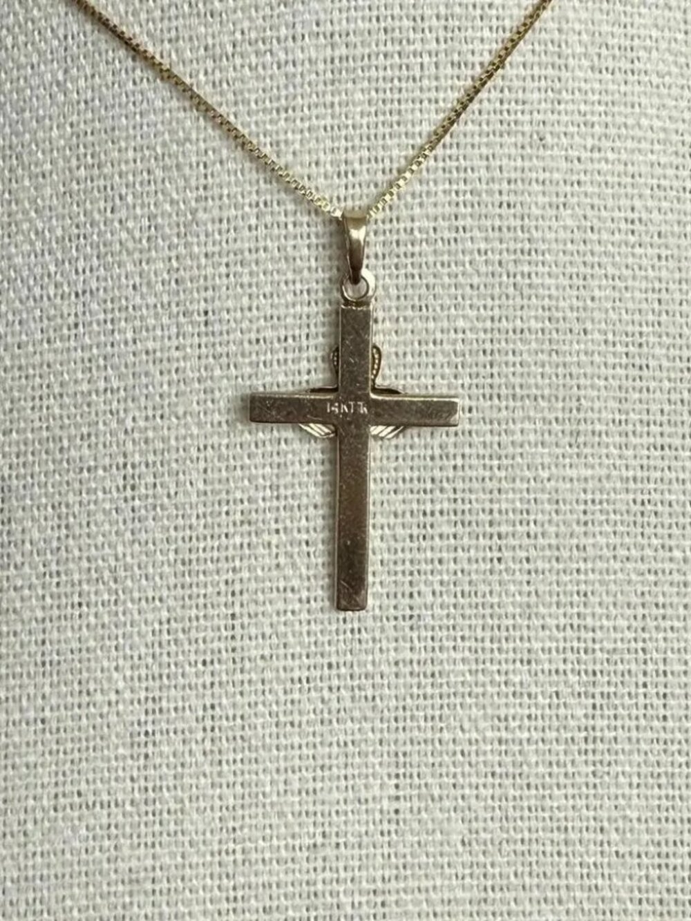 14K SOLID GOLD Religious Cross Pendant - Picture 4 of 5